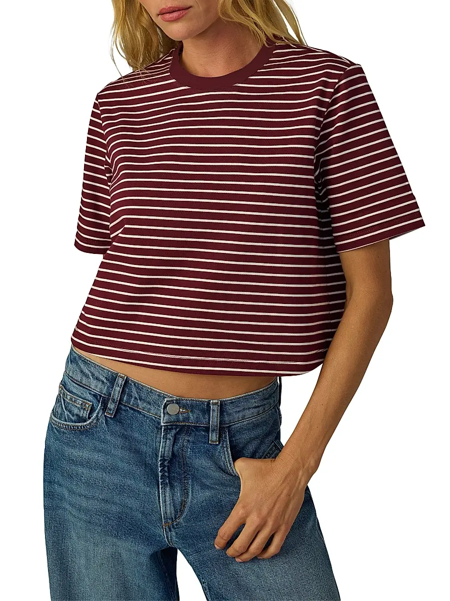 Joe's Jeans Women's The Boxy Striped Cotton Crewneck T-Shirt | Thumbnail 6 Joe's Jeans Women's The Boxy Striped Cotton Crewneck T-Shirt | Thumbnail 6