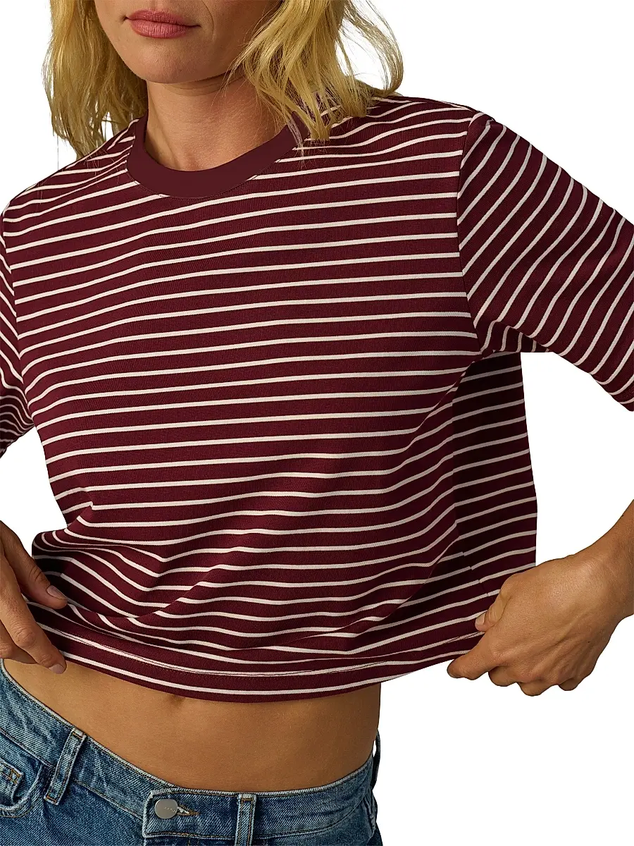 Joe's Jeans Women's The Boxy Striped Cotton Crewneck T-Shirt | Thumbnail 7 Joe's Jeans Women's The Boxy Striped Cotton Crewneck T-Shirt | Thumbnail 7
