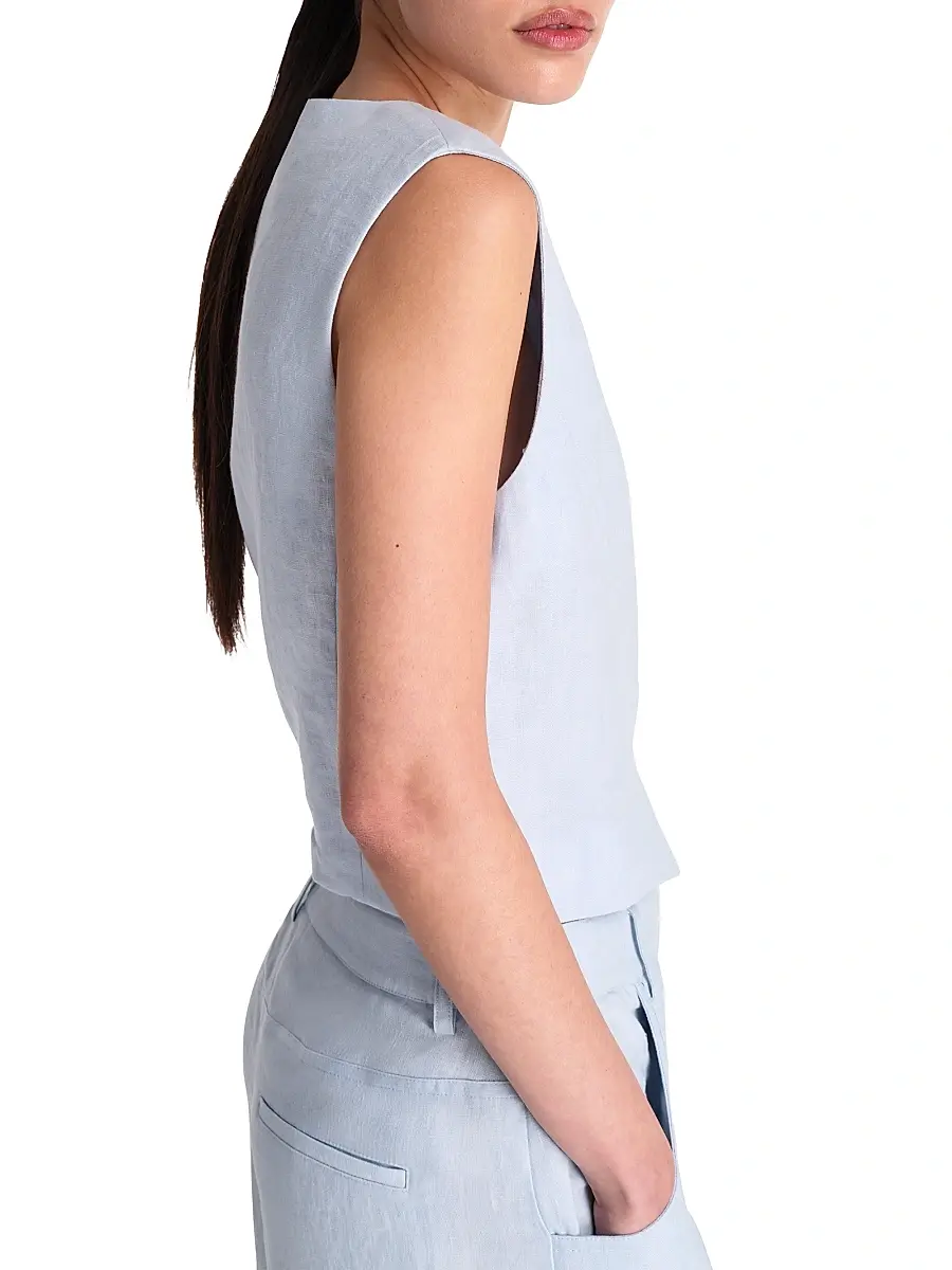TWP Women's Kikis Linen Vest - Ice Melt | Thumbnail 4 TWP Women's Kikis Linen Vest - Ice Melt | Thumbnail 4