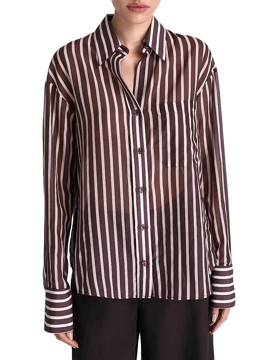 TWP Women's Joey Striped Silk Button-Front Shirt | Thumbnail 2 TWP Women's Joey Striped Silk Button-Front Shirt | Thumbnail 2
