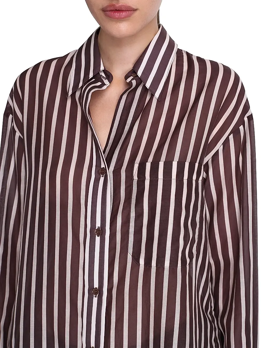 TWP Women's Joey Striped Silk Button-Front Shirt | Thumbnail 5 TWP Women's Joey Striped Silk Button-Front Shirt | Thumbnail 5