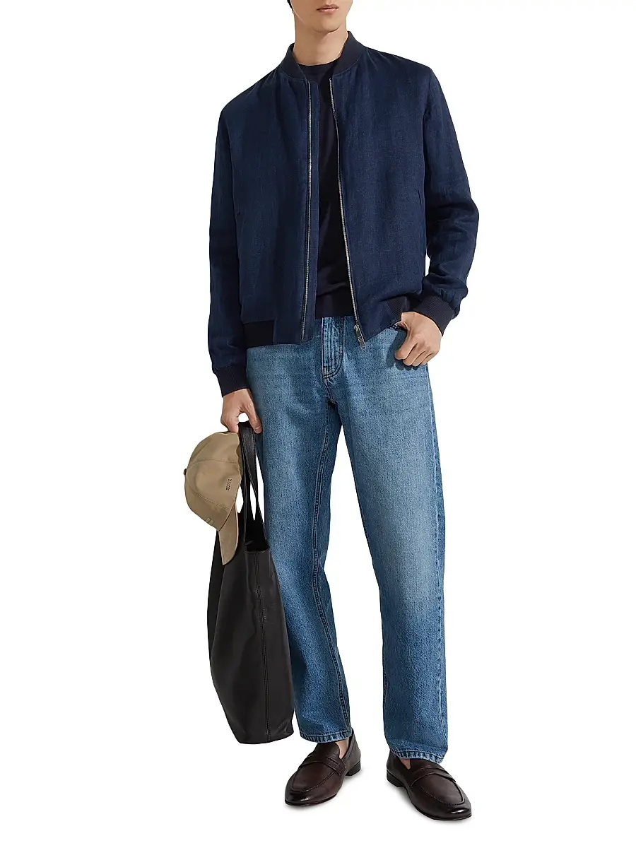 Zegna Men's Oasi Lino Bomber Jacket | Thumbnail 5 Zegna Men's Oasi Lino Bomber Jacket | Thumbnail 5