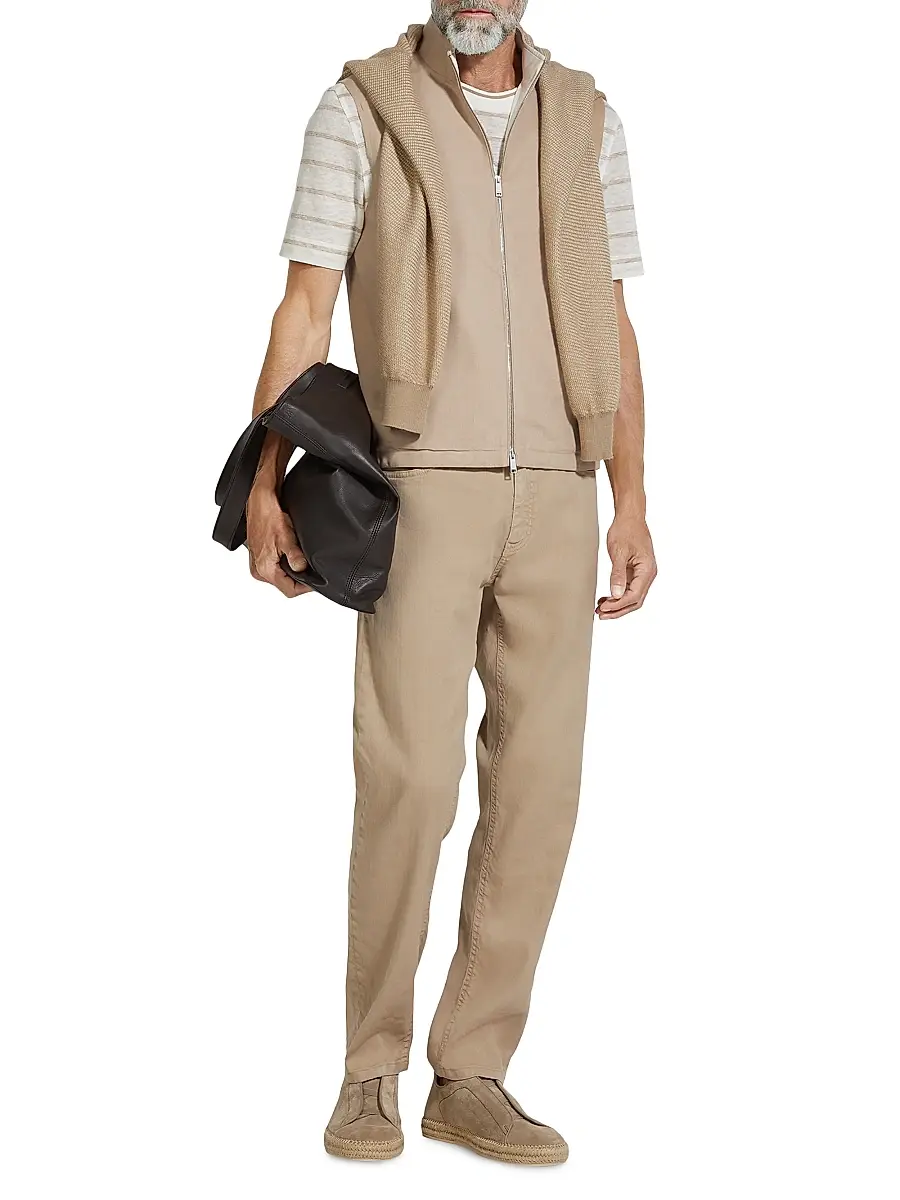 ZEGNA Men's Oasi Lino Vest - Light Taupe | Thumbnail 5 ZEGNA Men's Oasi Lino Vest - Light Taupe | Thumbnail 5