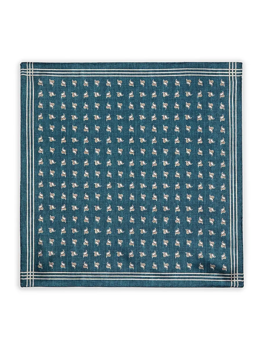 Saks Fifth Avenue Men's Mini Pine Silk Pocket Square - Blue | Thumbnail 2 Saks Fifth Avenue Men's Mini Pine Silk Pocket Square - Blue | Thumbnail 2