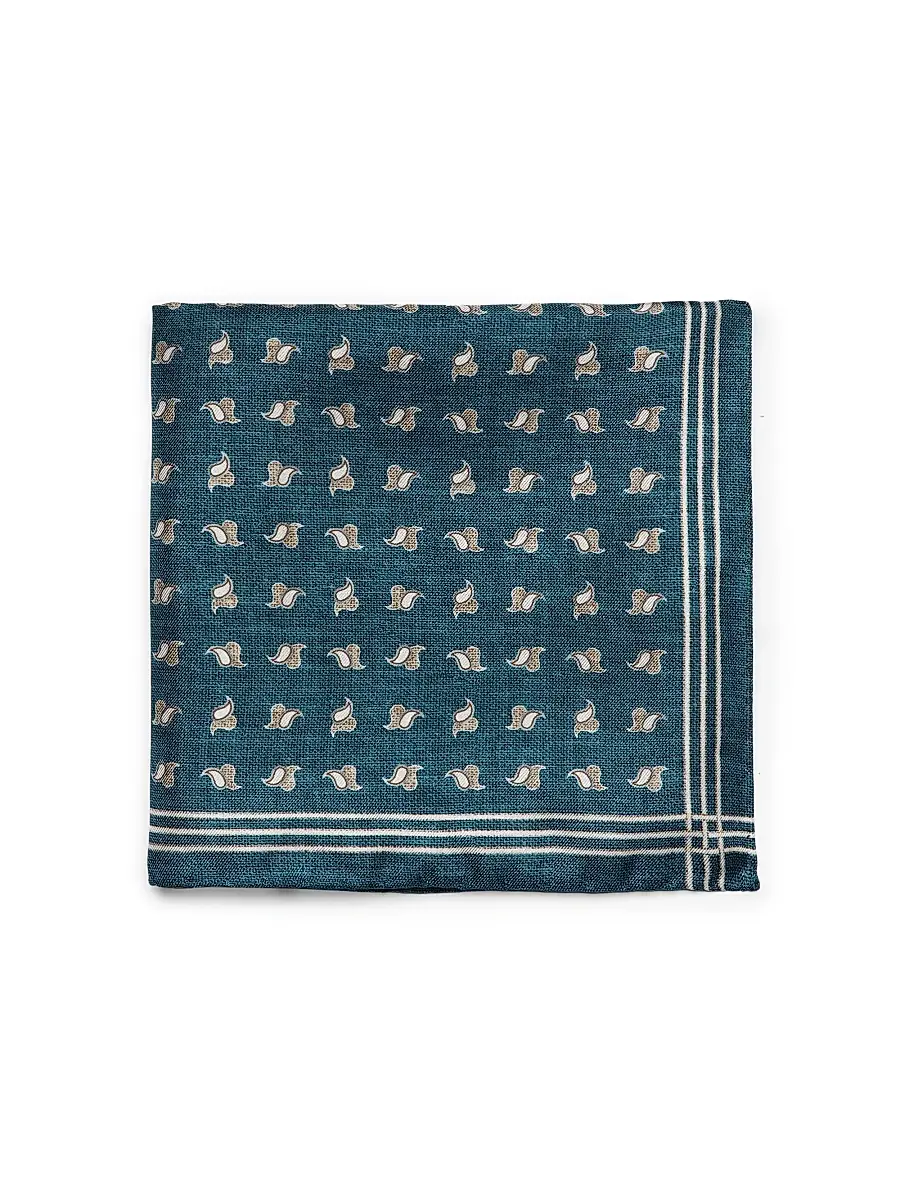 Saks Fifth Avenue Men's Mini Pine Silk Pocket Square - Blue | Image 1 Saks Fifth Avenue Men's Mini Pine Silk Pocket Square - Blue | Image 1