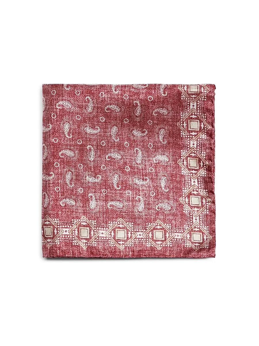 Saks Fifth Avenue Men's Paisley Silk Twill Pocket Square - Red | Image 1 Saks Fifth Avenue Men's Paisley Silk Twill Pocket Square - Red | Image 1