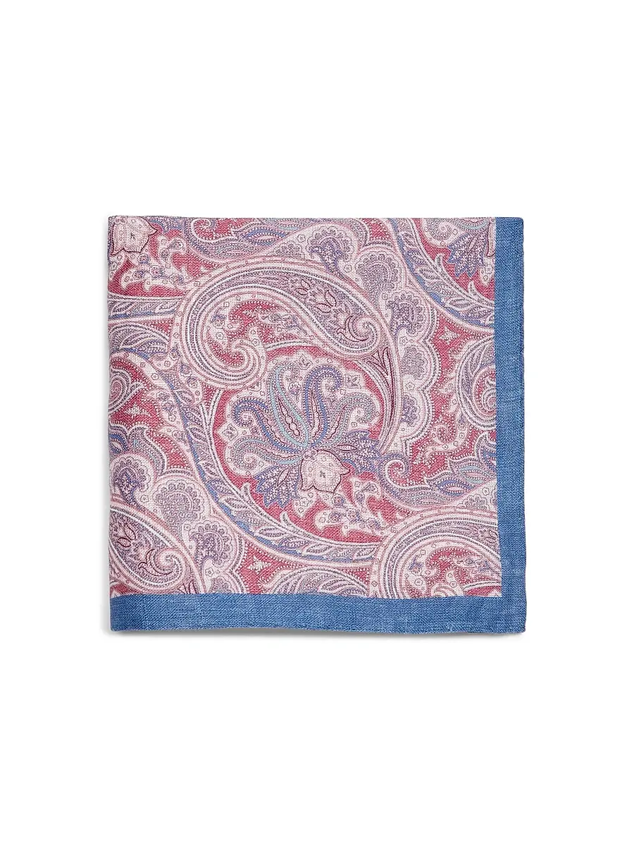 Saks Fifth Avenue Men's Paisley Linen Pocket Square - Red | Image 1 Saks Fifth Avenue Men's Paisley Linen Pocket Square - Red | Image 1