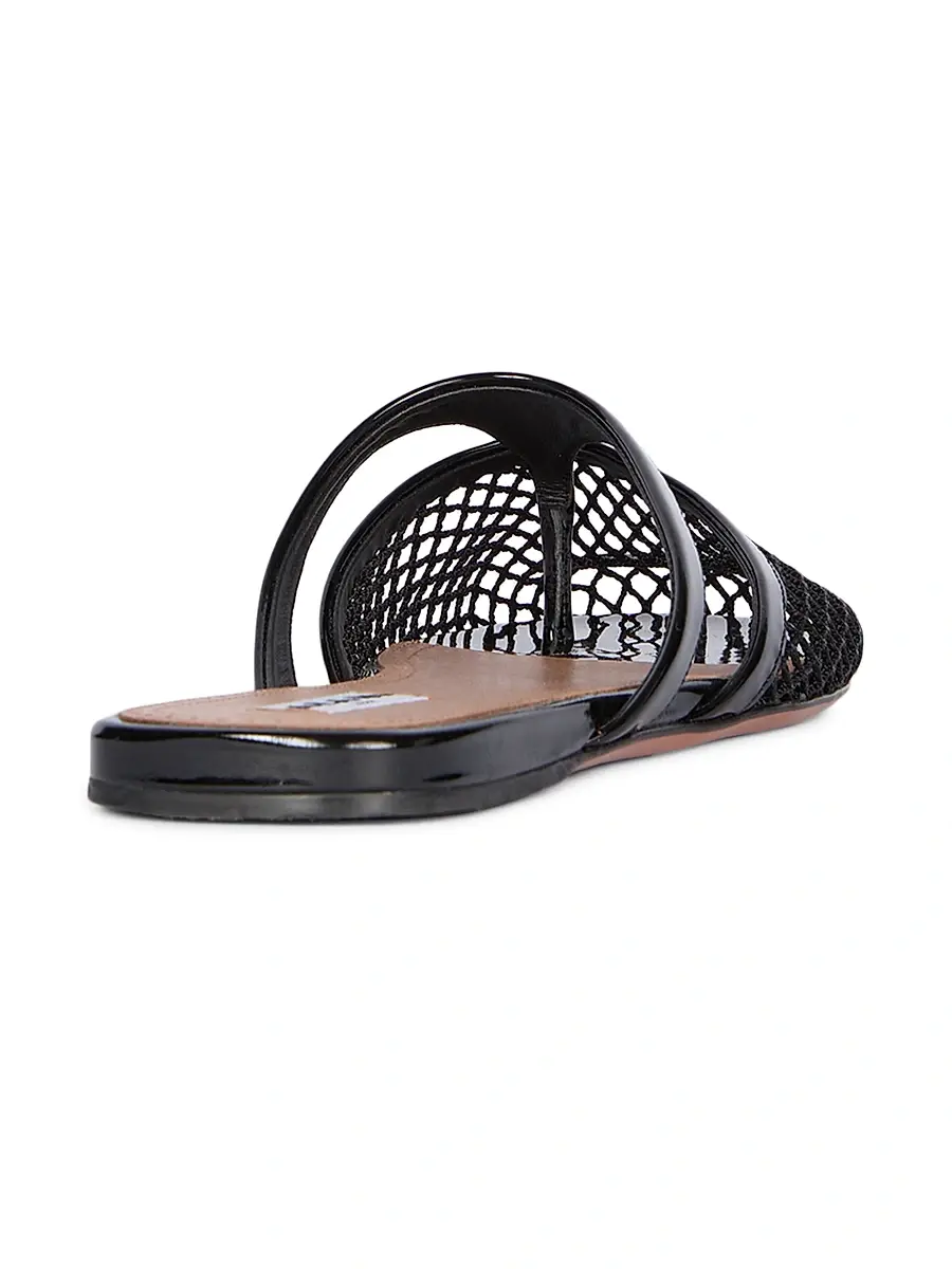 Alaïa Women's Fishnet & Leather Mules - Noir | Thumbnail 3