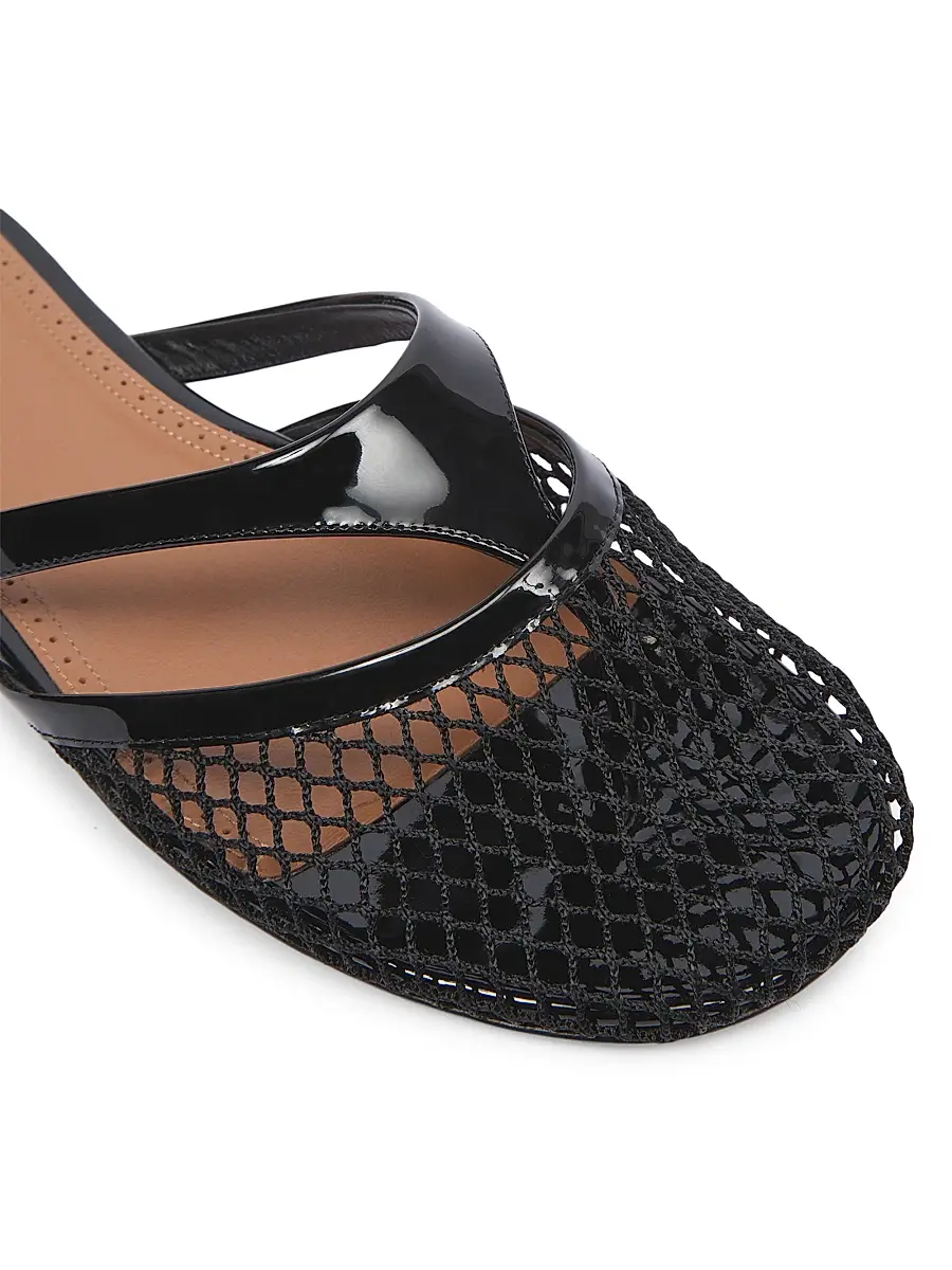 Alaïa Women's Fishnet & Leather Mules - Noir | Thumbnail 5