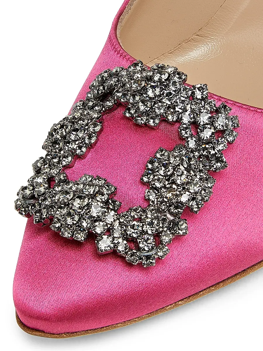 Manolo Blahnik Women's Hangisi 105MM Embellished Satin Pumps - Dark Pink | Thumbnail 5 Manolo Blahnik Women's Hangisi 105MM Embellished Satin Pumps - Dark Pink | Thumbnail 5