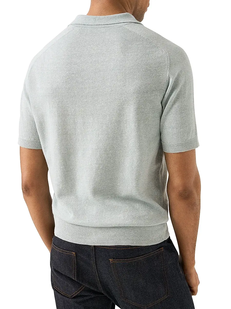 Eton Men's Linen-Cotton Woven Polo Shirt | Thumbnail 3 Eton Men's Linen-Cotton Woven Polo Shirt | Thumbnail 3