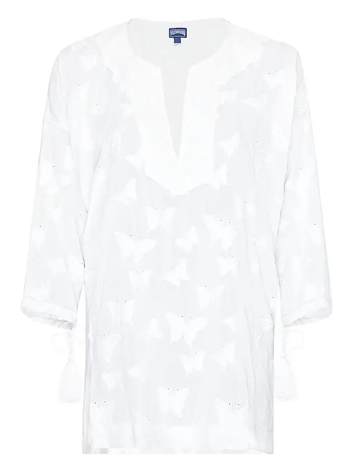Women's Butterfly-Embroidered Swim Cover-Up Minidress