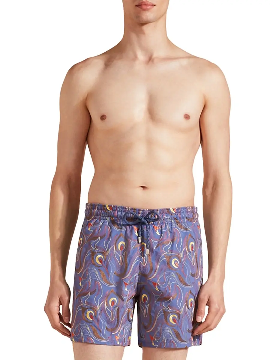 Vilebrequin Men's Embroidered Camo Flowers Swim Trunks | Thumbnail 4 Vilebrequin Men's Embroidered Camo Flowers Swim Trunks | Thumbnail 4