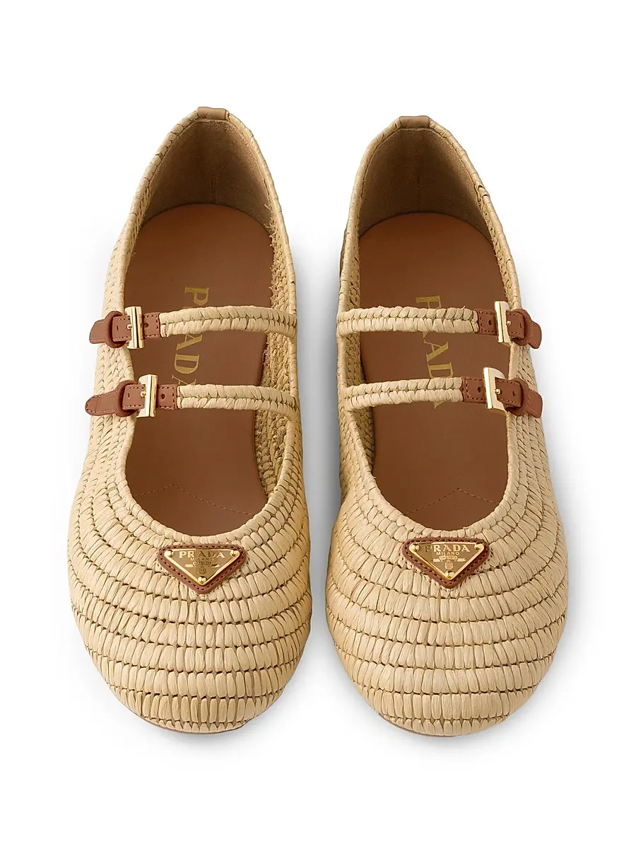 Prada Women's Crochet Ballerinas - Beige Brown | Thumbnail 4 Prada Women's Crochet Ballerinas - Beige Brown | Thumbnail 4