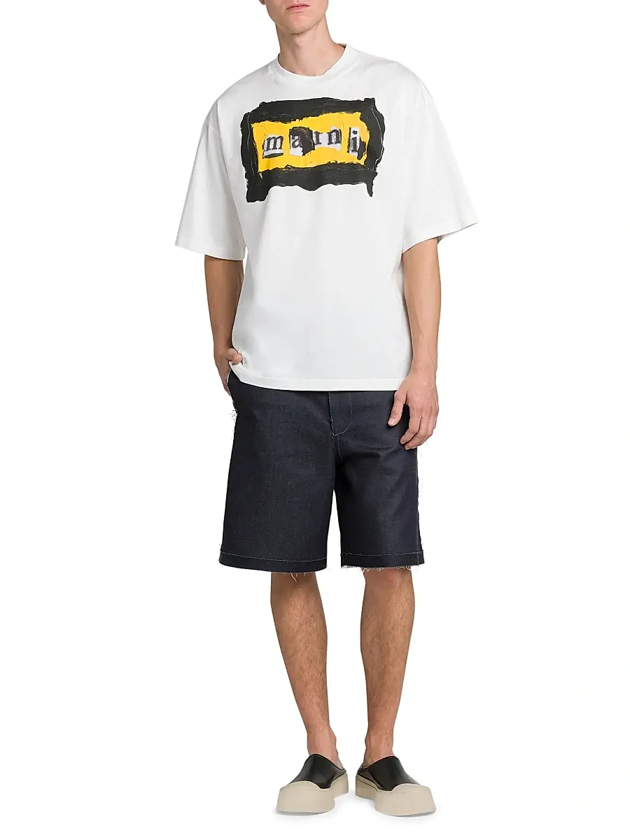 Marni Men's Collage Logo Cotton Oversized T-Shirt | Thumbnail 2 Marni Men's Collage Logo Cotton Oversized T-Shirt | Thumbnail 2