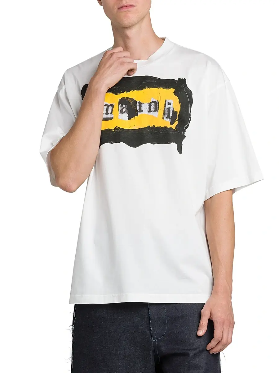 Marni Men's Collage Logo Cotton Oversized T-Shirt | Thumbnail 3 Marni Men's Collage Logo Cotton Oversized T-Shirt | Thumbnail 3