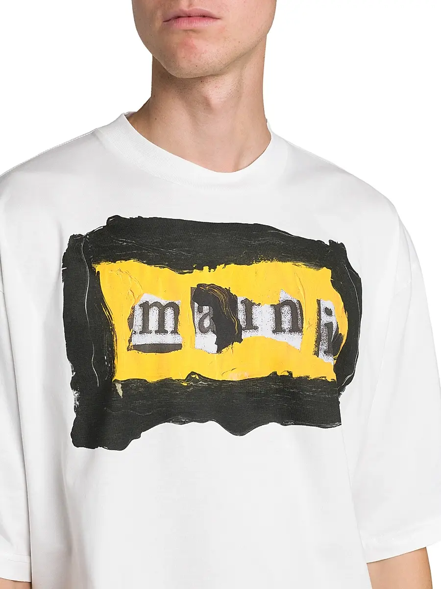 Marni Men's Collage Logo Cotton Oversized T-Shirt | Thumbnail 6 Marni Men's Collage Logo Cotton Oversized T-Shirt | Thumbnail 6