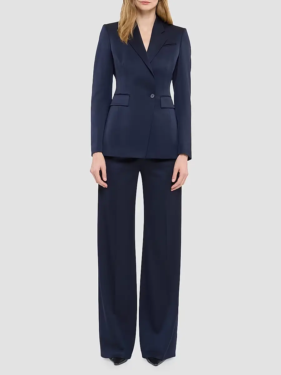 Another Tomorrow Women's Seamed Waist Jacket - Navy | Thumbnail 2 Another Tomorrow Women's Seamed Waist Jacket - Navy | Thumbnail 2