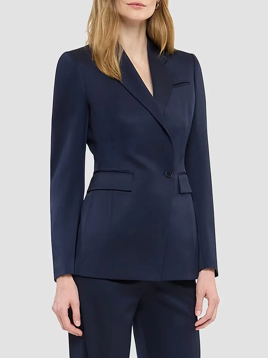 Another Tomorrow Women's Seamed Waist Jacket - Navy | Thumbnail 3 Another Tomorrow Women's Seamed Waist Jacket - Navy | Thumbnail 3