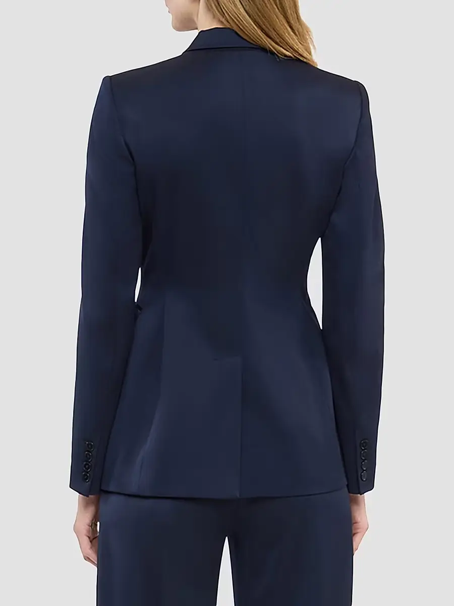 Another Tomorrow Women's Seamed Waist Jacket - Navy | Thumbnail 4 Another Tomorrow Women's Seamed Waist Jacket - Navy | Thumbnail 4