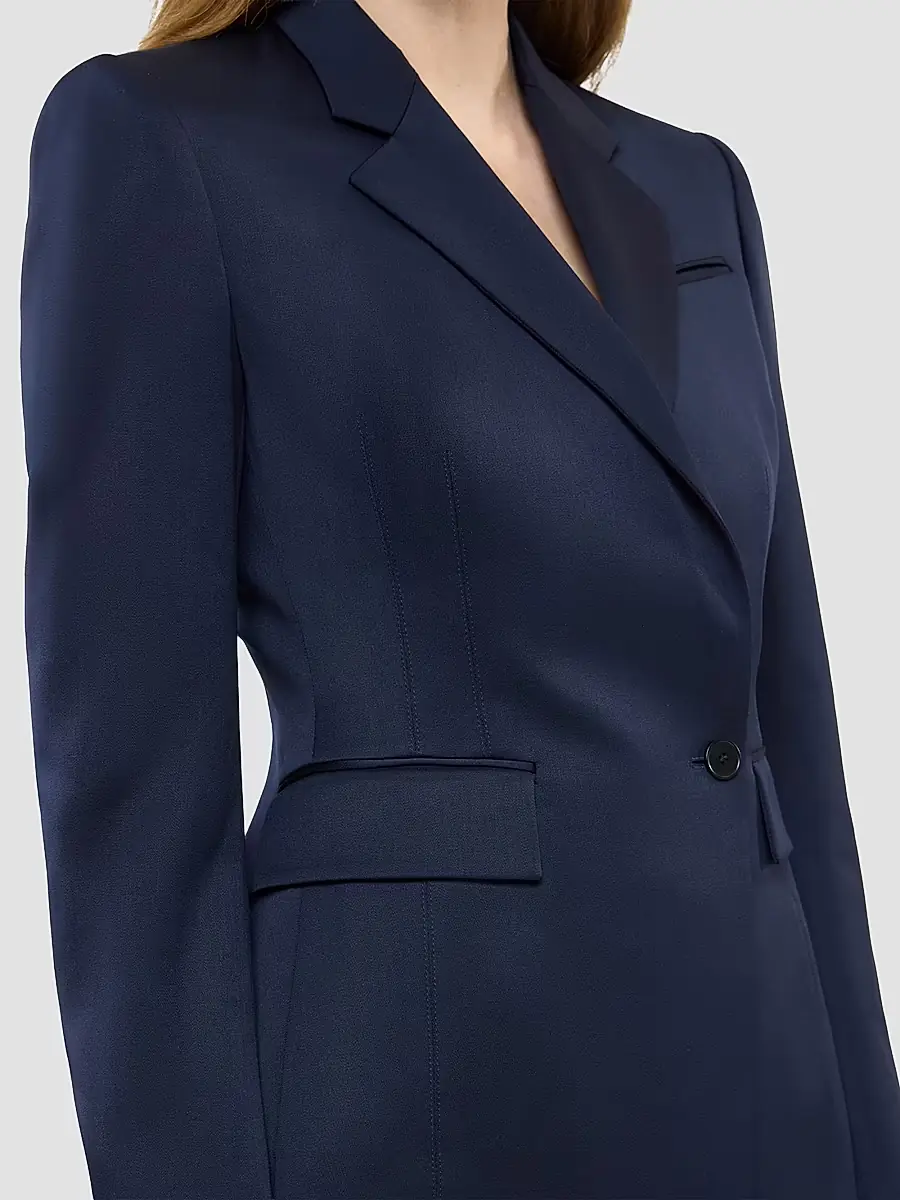 Another Tomorrow Women's Seamed Waist Jacket - Navy | Thumbnail 5 Another Tomorrow Women's Seamed Waist Jacket - Navy | Thumbnail 5