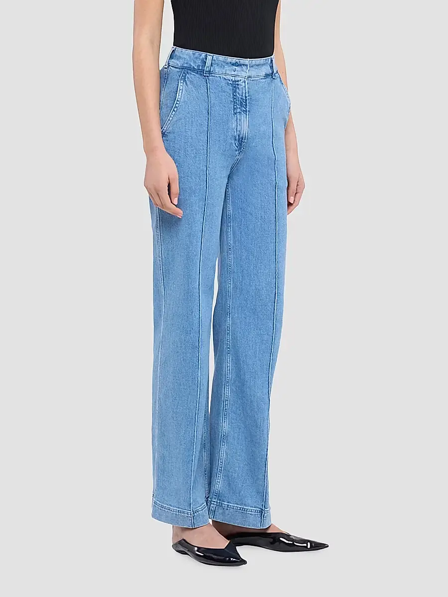 Another Tomorrow Women's High Waisted Denim Trousers - Light Blue | Thumbnail 3 Another Tomorrow Women's High Waisted Denim Trousers - Light Blue | Thumbnail 3