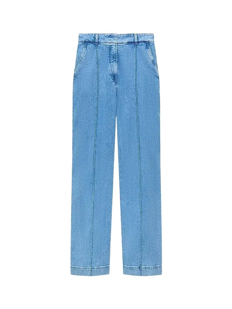 Another Tomorrow Women's High Waisted Denim Trousers - Light Blue | Image 1 Another Tomorrow Women's High Waisted Denim Trousers - Light Blue | Image 1