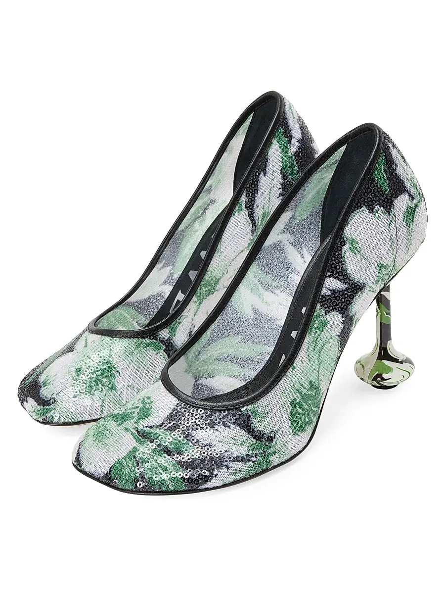 Loewe Women's Toy Pump 90MM Sequined Floral Pumps | Thumbnail 2 Loewe Women's Toy Pump 90MM Sequined Floral Pumps | Thumbnail 2