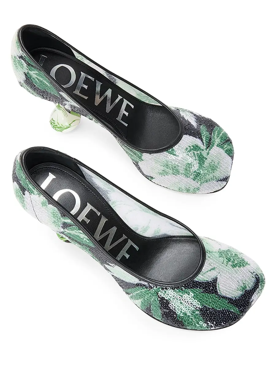 Loewe Women's Toy Pump 90MM Sequined Floral Pumps | Thumbnail 3 Loewe Women's Toy Pump 90MM Sequined Floral Pumps | Thumbnail 3