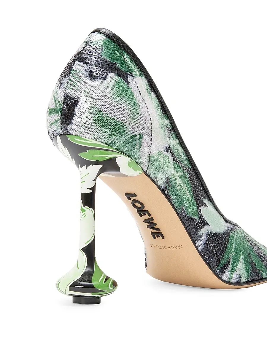 Loewe Women's Toy Pump 90MM Sequined Floral Pumps | Thumbnail 4 Loewe Women's Toy Pump 90MM Sequined Floral Pumps | Thumbnail 4