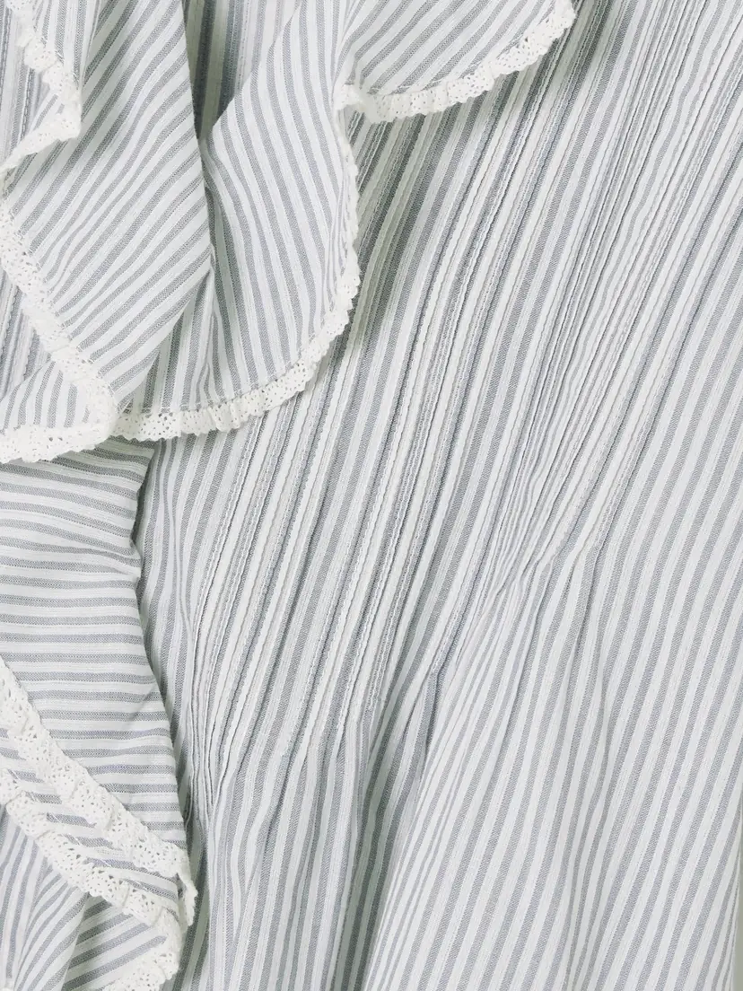 DÔEN Henri Lace-trimmed Ruffled Pintucked Striped Organic Cotton-voile Top | Thumbnail 4 DÔEN Henri Lace-trimmed Ruffled Pintucked Striped Organic Cotton-voile Top | Thumbnail 4