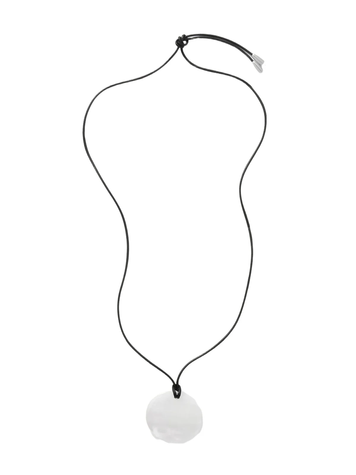 Medium Full Moon Cord, Quartz And Silver Necklace - Neutrals