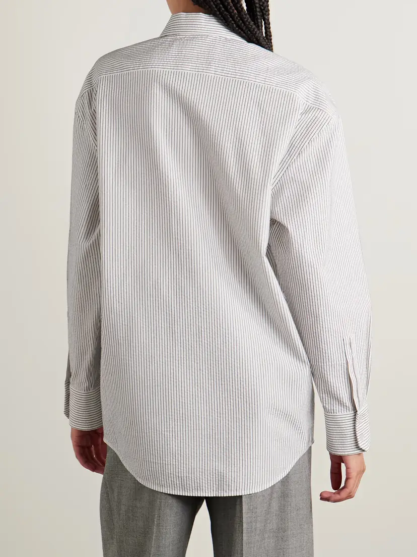 Saint Laurent Embroidered Striped Cotton Shirt | Thumbnail 4