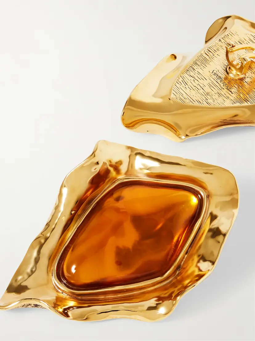 Saint Laurent Gold-tone Resin Clip Earrings | Thumbnail 3 Saint Laurent Gold-tone Resin Clip Earrings | Thumbnail 3