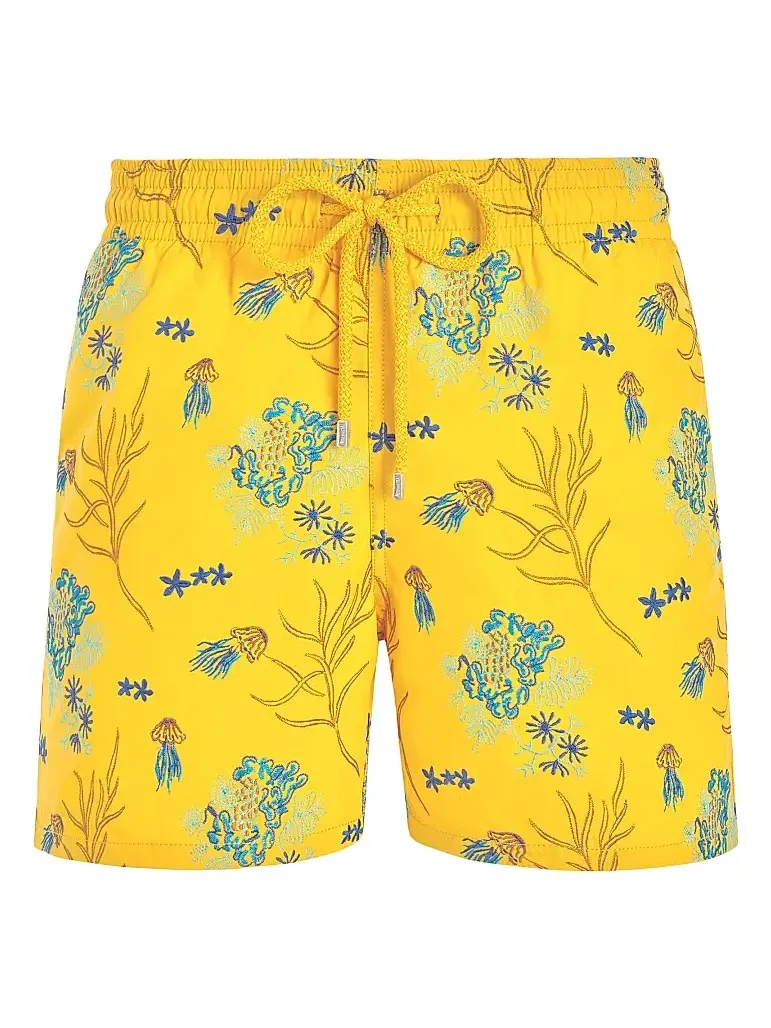 Vilebrequin Men's Embroidered Medusa Flowers Swim Trunks