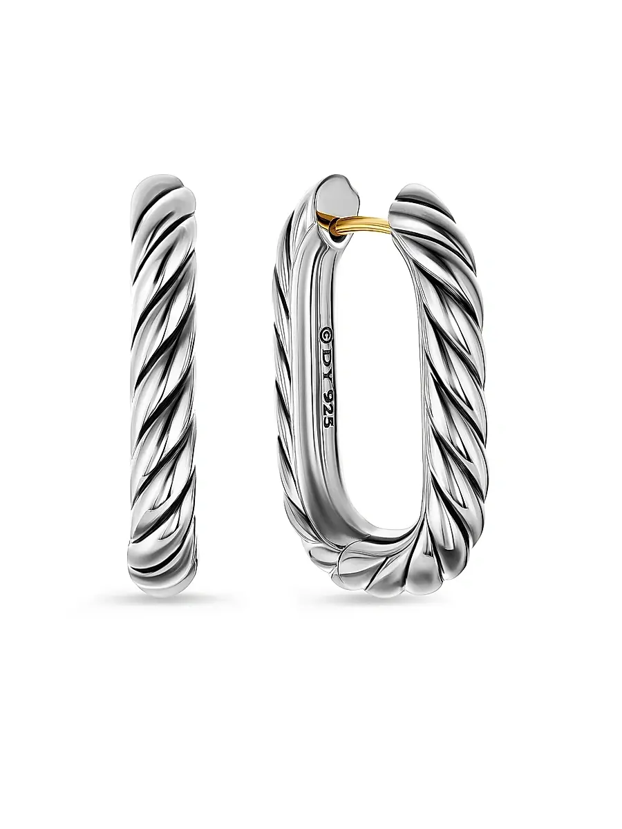 David Yurman Women's Madison Cable Hoop Earrings in Sterling Silver, 24.3MM - Silver | Image 1 David Yurman Women's Madison Cable Hoop Earrings in Sterling Silver, 24.3MM - Silver | Image 1