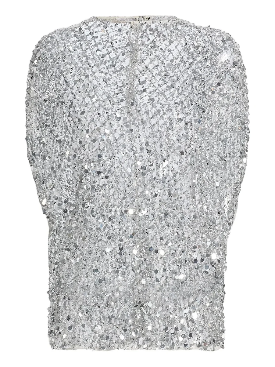 Lapointe Women's Sequined Net Mesh Cape Top
