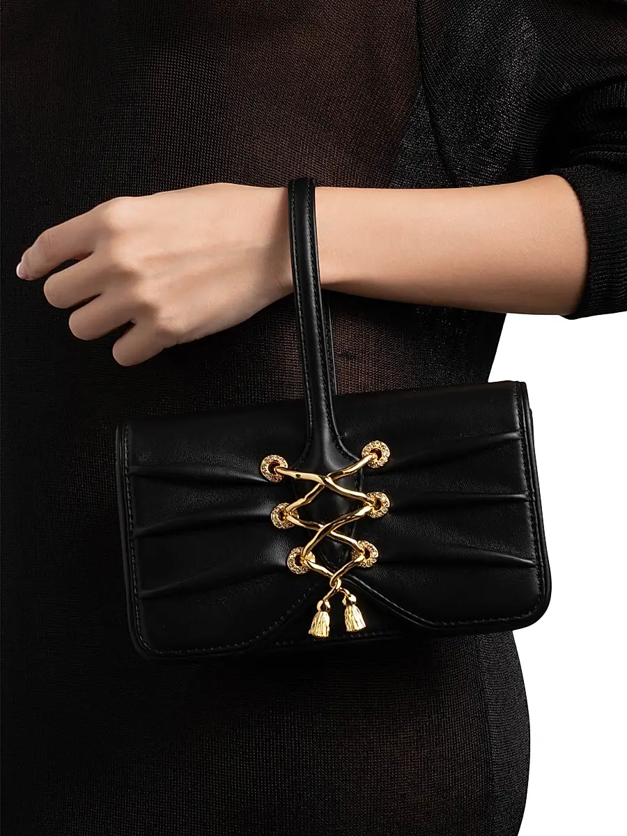 ALEXIS BITTAR Women's Lace-Up Leather Wristlet | Thumbnail 2 ALEXIS BITTAR Women's Lace-Up Leather Wristlet | Thumbnail 2