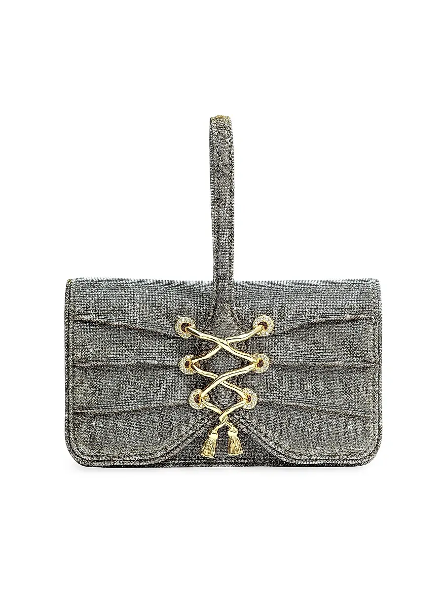 ALEXIS BITTAR Women's Lace-Up Wristlet - Disco Gold | Image 1 ALEXIS BITTAR Women's Lace-Up Wristlet - Disco Gold | Image 1
