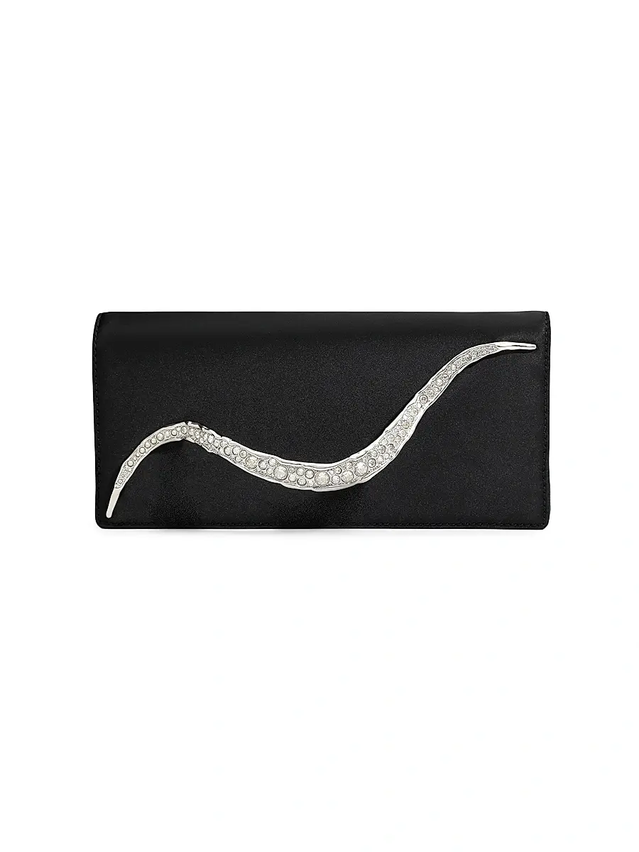 ALEXIS BITTAR Women's Crystal Curve Satin Clutch - Black | Image 1 ALEXIS BITTAR Women's Crystal Curve Satin Clutch - Black | Image 1