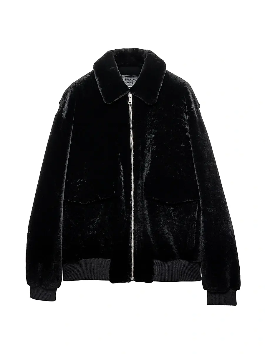 Prada Men's Shearling Bomber Jacket - Black | Image 1 Prada Men's Shearling Bomber Jacket - Black | Image 1