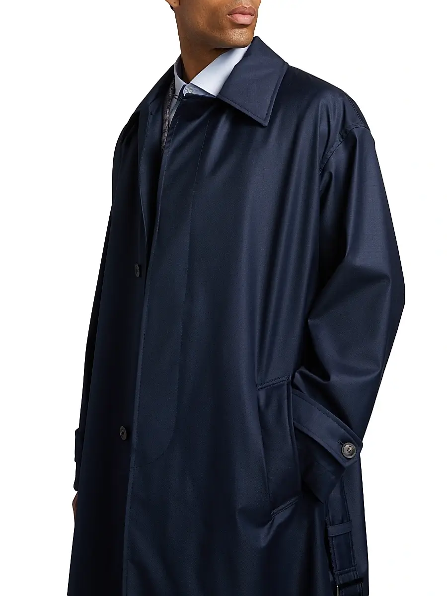 Emporio Armani Men's Wool Belted Trench Coat | Thumbnail 6 Emporio Armani Men's Wool Belted Trench Coat | Thumbnail 6
