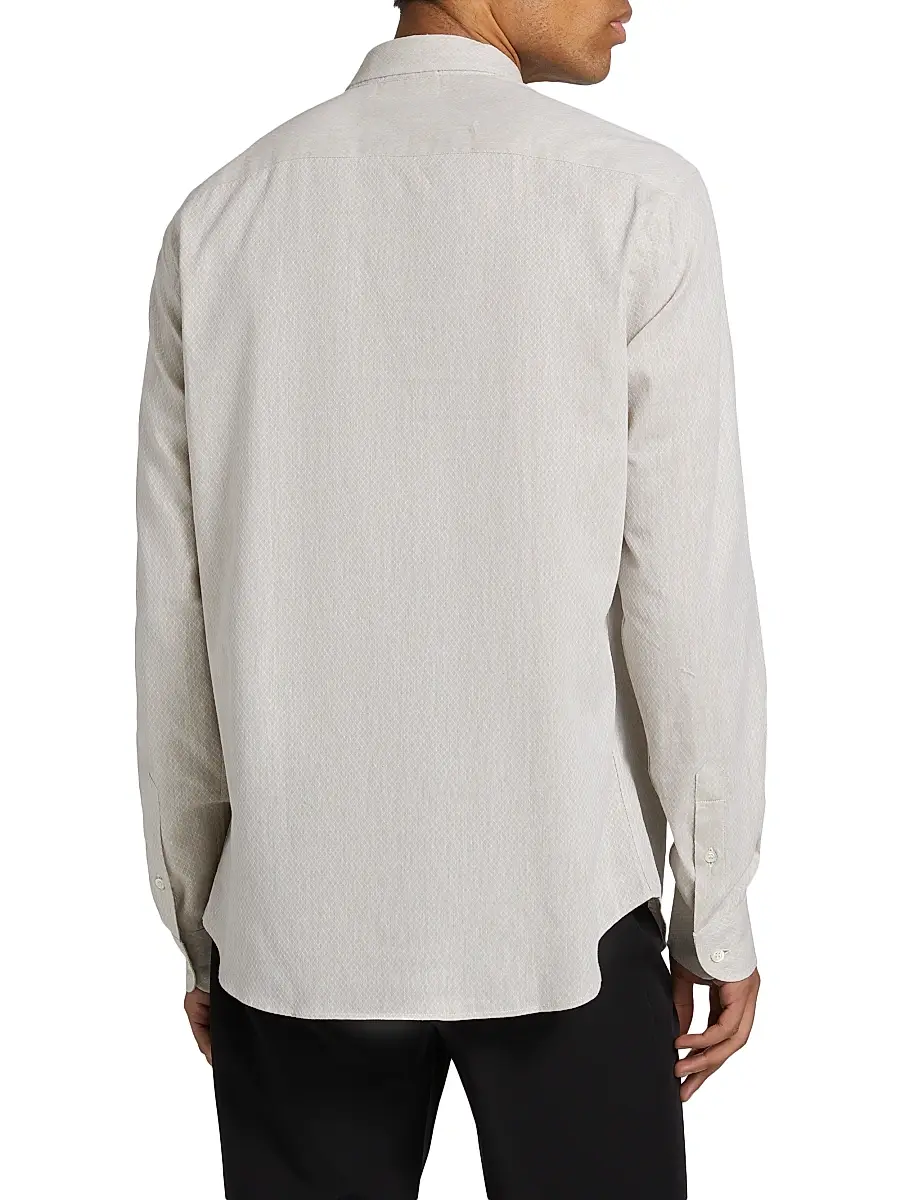 Emporio Armani Men's Linen-Cotton Cross-Stitch Shirt | Thumbnail 5 Emporio Armani Men's Linen-Cotton Cross-Stitch Shirt | Thumbnail 5