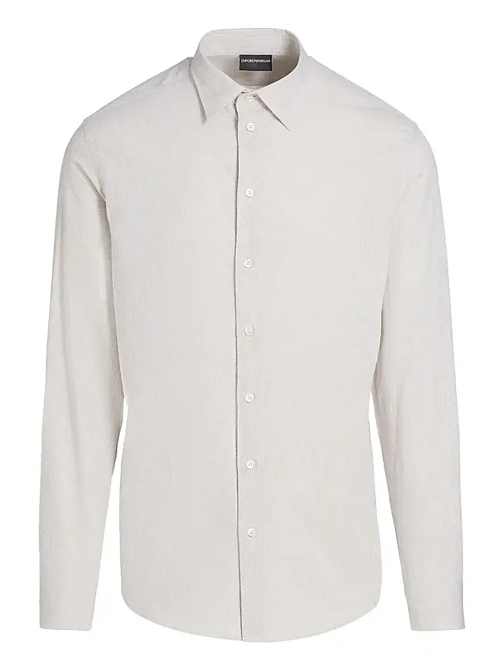 Men's Linen-Cotton Cross-Stitch Shirt Men's Linen-Cotton Cross-Stitch Shirt
