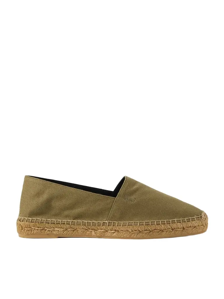 Saint Laurent Collapsible-Heel Logo-Embroidered Twill Espadrilles - Men | Image 1 Saint Laurent Collapsible-Heel Logo-Embroidered Twill Espadrilles - Men | Image 1
