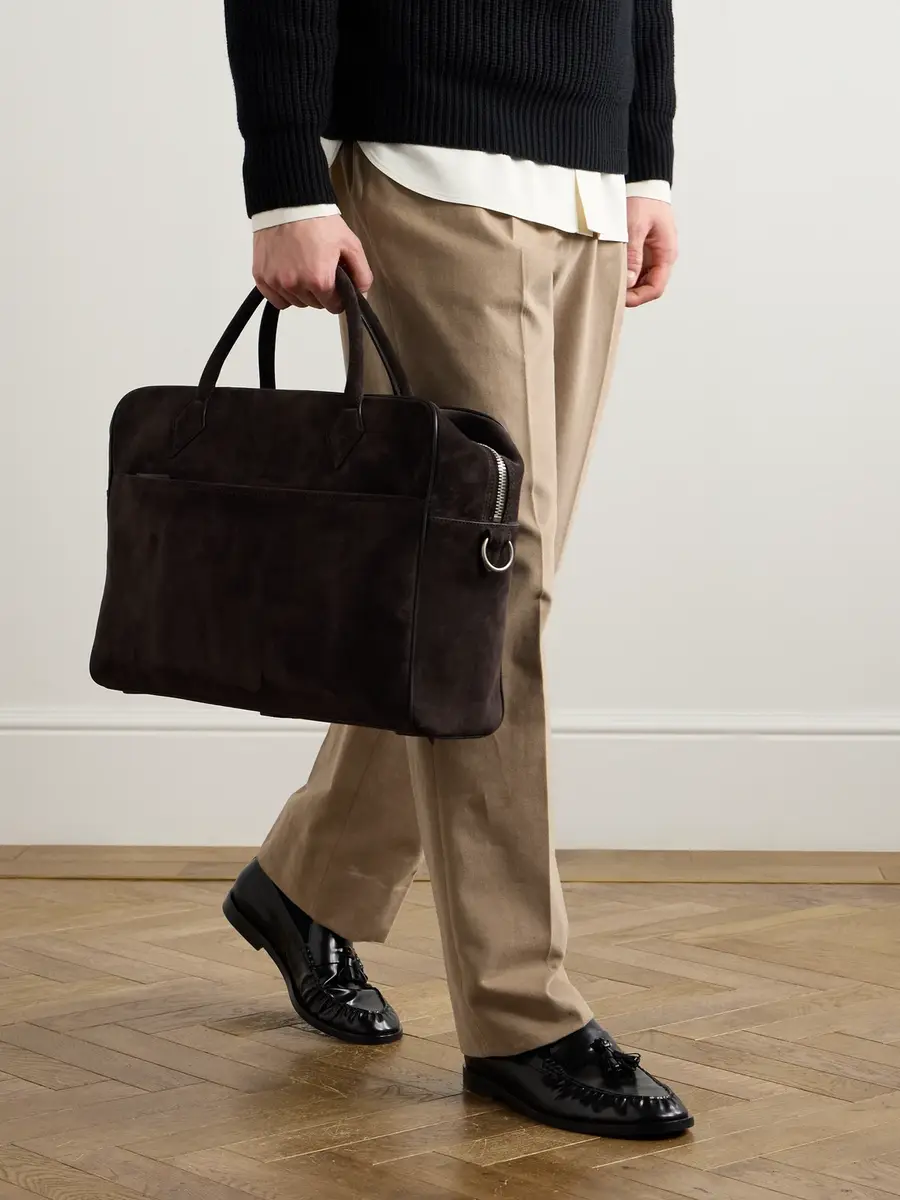 Métier Closer All Day Full-Grain Leather-Trimmed Suede Briefcase - Men | Thumbnail 2