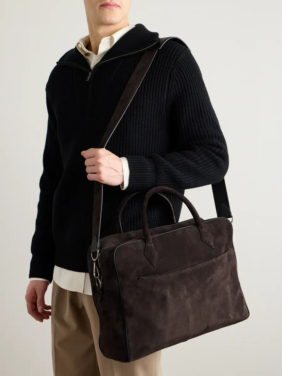 Métier Closer All Day Full-Grain Leather-Trimmed Suede Briefcase - Men | Thumbnail 6