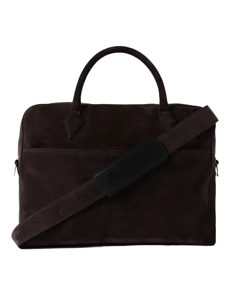 Métier Closer All Day Full-Grain Leather-Trimmed Suede Briefcase - Men