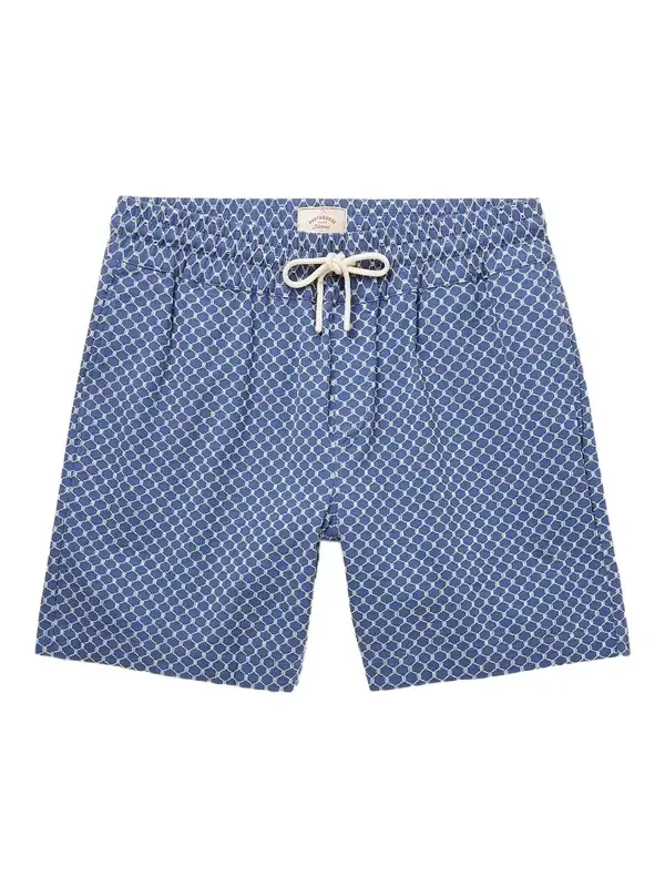 Straight-Leg Organic Cotton-Blend Jacquard Drawstring Shorts - Men Straight-Leg Organic Cotton-Blend Jacquard Drawstring Shorts - Men