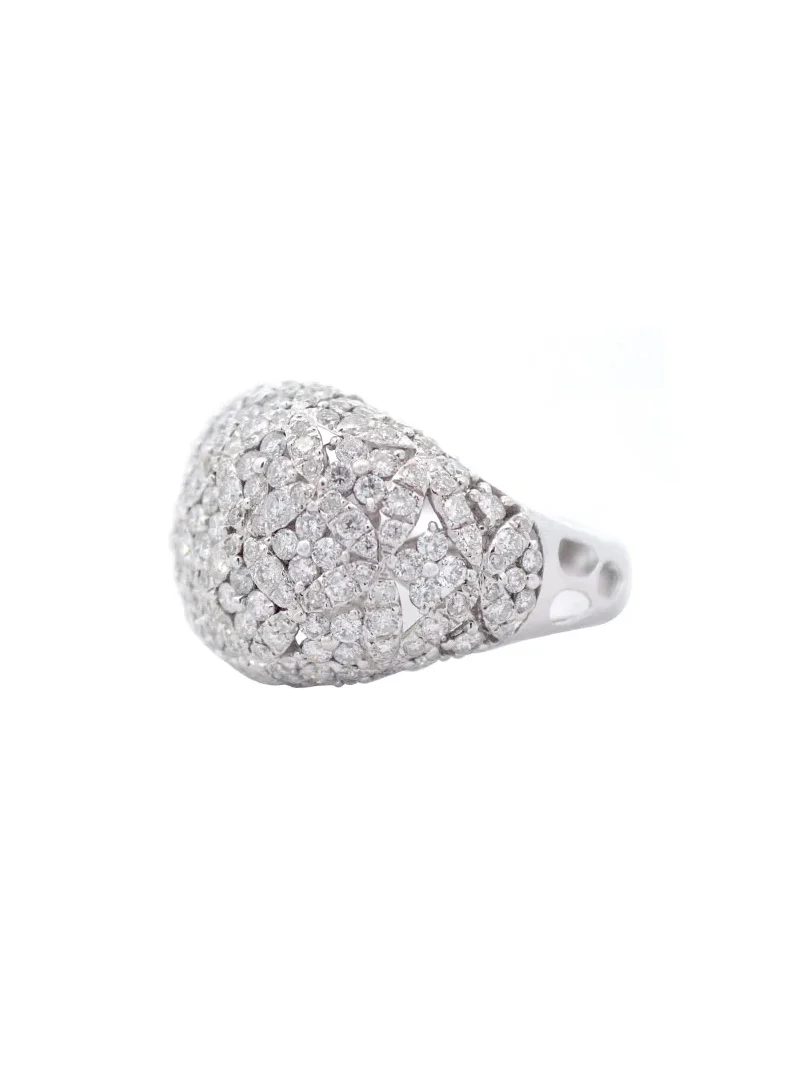 3.45ct Diamond 18K Gold Pave Dome Ring